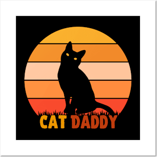 Vintage Cat Daddy Father's Day Funny Cat Lover Posters and Art